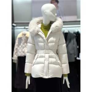 ZOOC 여성 폭스 후드 벨티드 슬림 하프 구스 다운 V254PSG936