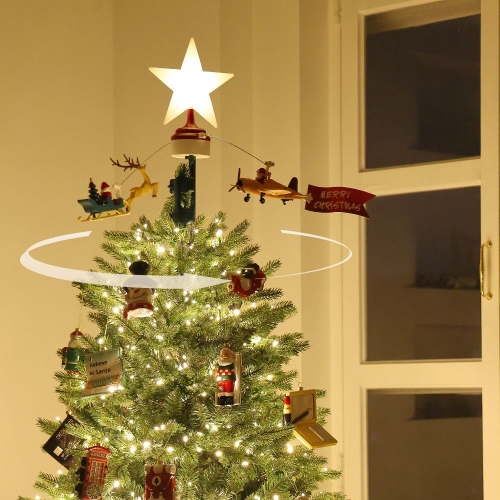 루시아이  호호산타 회전 오르골 트리 토퍼