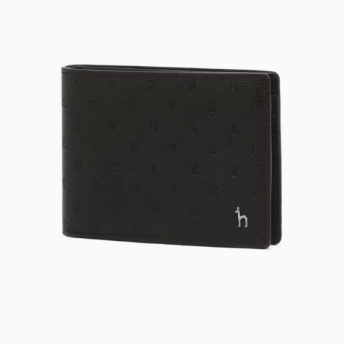 헤지스 남성 블랙 음각패턴 소가죽 슬림 반지갑 HJWA6E571BK