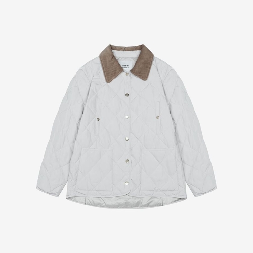 베스띠벨리 여성 코듀로이 배색 카라 덕다운 퀼팅 점퍼 BLDJX7182