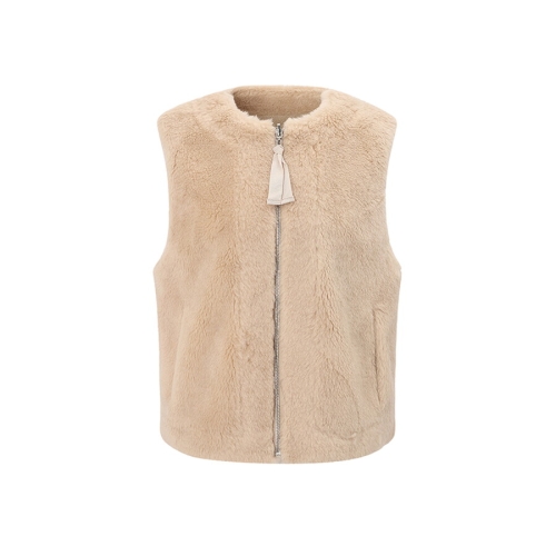 JJ지고트 프리미엄 울 배색 무스탕 퍼 베스트GRBA3FS621