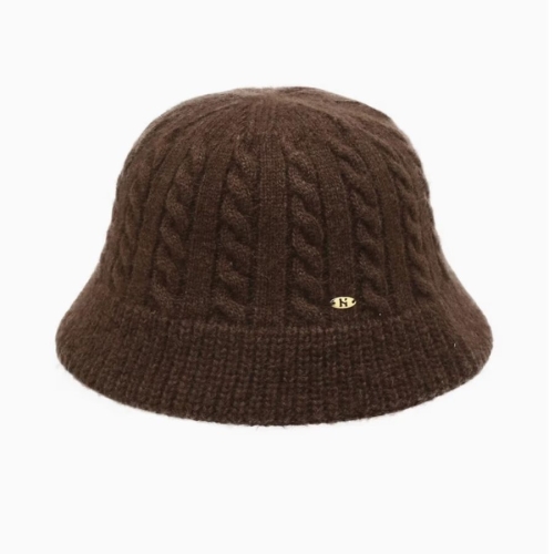 헤지스 브라운 짜임 로고장식 울혼방 버킷햇 HIHE5F705W2