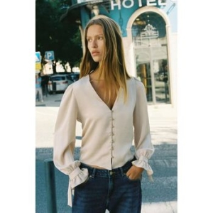 자라 우먼 피트 CREASED이펙트 블라우스 에크루 8990963712 878290