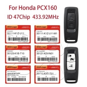 혼다  PCX160 2021-2023 오토바이 원격 키 433.92MHz ID47 칩 K1Z K2S 35111-K1Z-U11-M1