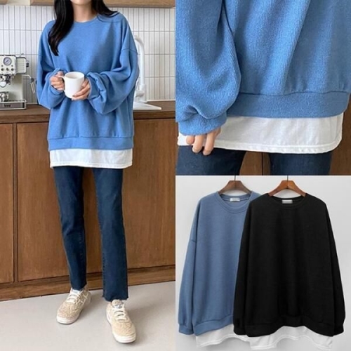 강물처럼 위쉬몰 IL 무지레이어드빅맨투맨 E855H509 빅사이즈