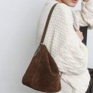 헤지스 H-EDGE 엣지백 시그니처 H 브라운 스웨이드 숄더 M_HIBA6E337W3