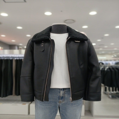 ANDZ 루즈핏 비건 카라 무스탕 아우터 HZF4LJ1103_GN