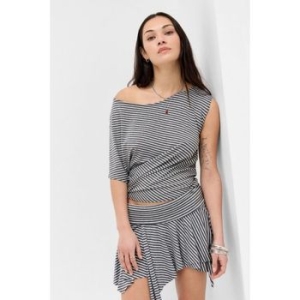 어반 Outfitters BDG 아웃피터스 LIVIA 스트라이프 오프숄더 블라우스 회색 6860403