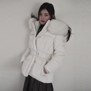 에고이스트 여성 요크 다이아퀼팅자수 벨티드 구스 다운점퍼 ER4TD800