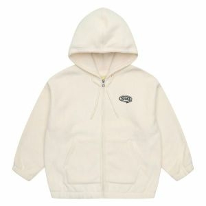 에꼴리에 주니어 엔씨충장점 // // 21R0151 아이보리 대박세일 //틴톡// 깔끔한 후드 집업 여아 플리스 본딩후드점퍼 아이보..