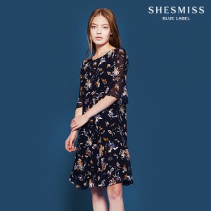  쉬즈미스 블루라벨 빅 셔링 포인트 쉬폰 원피스_SWWOPH22050