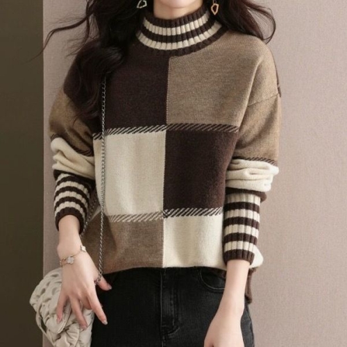 엘린 배색 하이넥 니트_RC4LK007