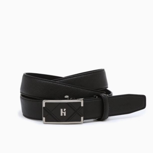 헤지스 남성 블랙 퀼팅 소가죽 자동벨트_HJBE6E253BK