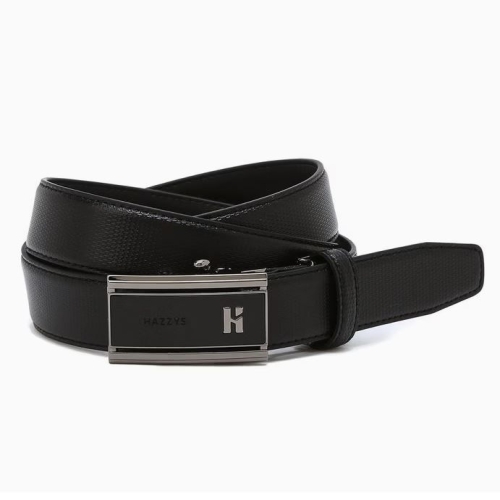 헤지스 남성 블랙 버클 로고장식 소가죽 자동벨트_HJBE6E780BK