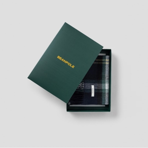 빈폴 여성 캐시혼방 체크 양면 머플러 네이비 BE5X84M03R