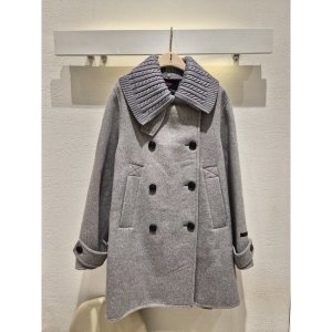 스위트숲 니트 카라 더블 중기장 핸드메이드 코트 SBAHC31