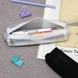 메쉬 지퍼 메이크업 파우치 학생 필통 간편 케이스 화장품 수납 가방 WFK7N4F