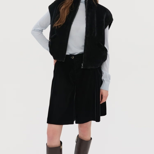 질스튜어트 뉴욕 블랙 벨벳 하프팬츠 JSPA5D400BK