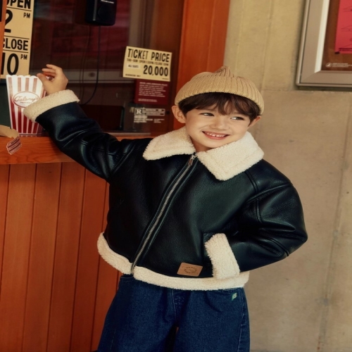 베네통키즈 무스탕 집업 자켓 QACT01561BKm