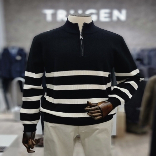 트루젠 프리미엄 울 혼방 하프 터틀넥 반집업 스웨터 EWMSP1600 _DG