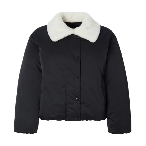 헤지스레이디스 여성 페이크퍼 카라 구스 다운 푸퍼 블랙 HSJU5D007BK