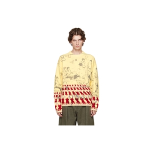 JW앤더슨 티셔츠 옐로우 프린트 자카드 스웨터 252477M201002