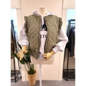 미스칸트 프릴 퀼팅 패딩 베스트 카키 KOVTPB01KH