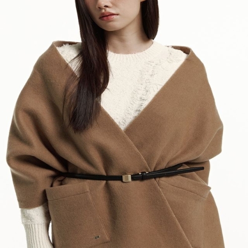 헤지스 LL 쇼핑백동봉 HIMU5F001 베이지 단색 울캐시미어혼방 양면숄