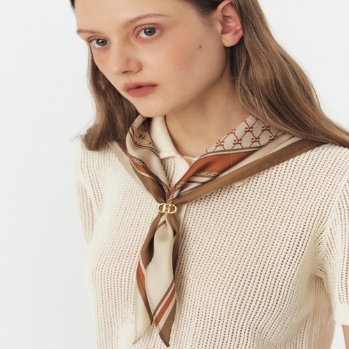 헤지스 여성 베이지 헤리아토 삼각링 실크 스카프 HISC6E631I3