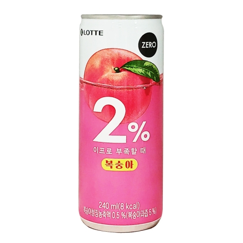 롯데칠성음료 2% 부족할때 복숭아 제로 240ml