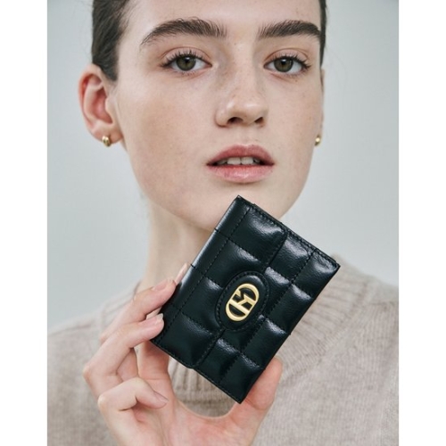 헤지스 여성 블랙 퀼팅 가죽 아코디언 카드지갑 HIHO6E762BK