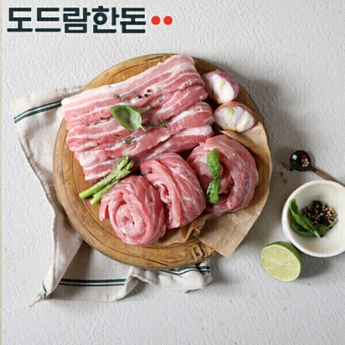 도드람푸드 도드람한돈 반반팩 구이용 (칼집 삼겹살+등심 꽃살) 1kg