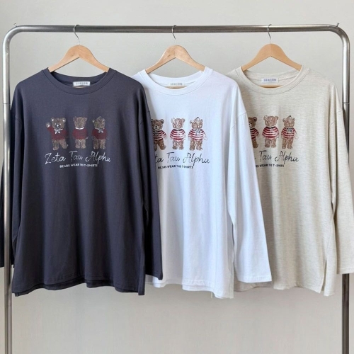 아이우먼 빅사이즈티 V439L510 헬로우베어긴팔티셔츠 SE