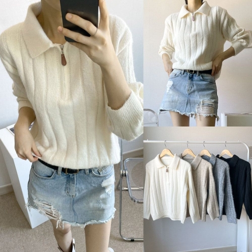 아이우먼 위쉬몰 NO 카라반집업세로줄니트 V431H510 빅사이즈