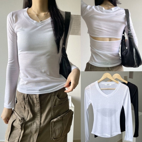 아이우먼 위쉬몰 NO 등파임딥브이넥티셔츠 V430H510 빅사이즈