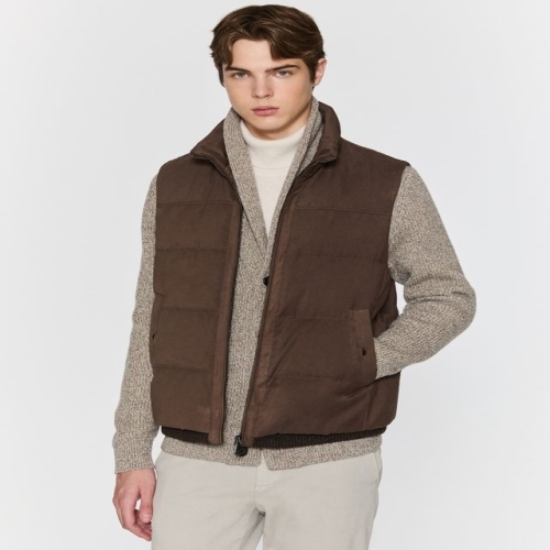 닥스 남성 브라운 페이크스웨이드 구스다운 베스트_DMJU5D022W2