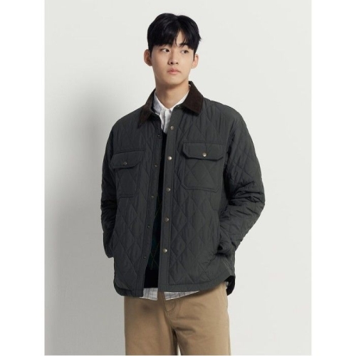 빈폴 AVE 다이아 퀼팅 패딩 셔츠 카키_BC5X64CP3H