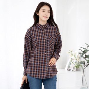 모슬린 엄마옷 면 체크 롤업 남방 CSF515505 중년여성/50대/60대/70대/빅사이즈/할머니옷