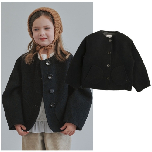 빈 2 BZ62JK01BK 아동 남아 여아 블랙 핸드메이드 라운드 카라 자켓 겨울