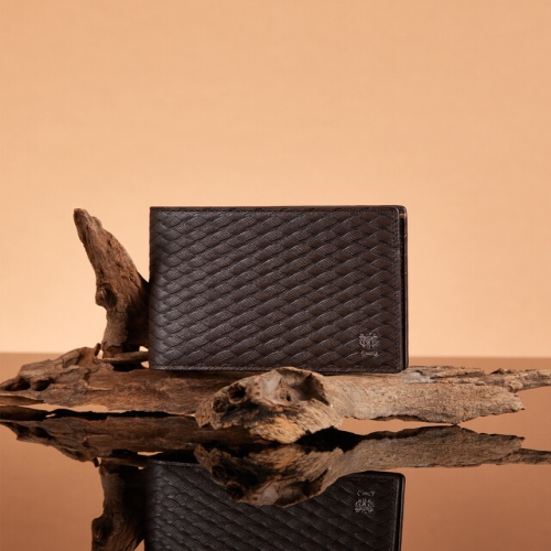 닥스 남성 브라운 짜임패턴 소가죽 반지갑_DBWA6E861W3