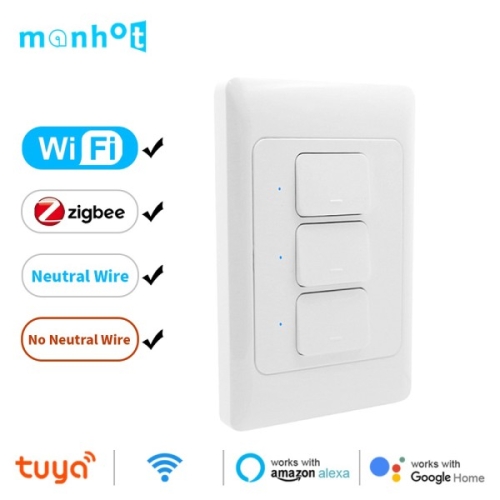 스마트 Tuya Wifi 블루투스 터치 라이트 벽 스위치 패널 중립 와이어 Alexa Google 홈 110-240V 06 3 G..