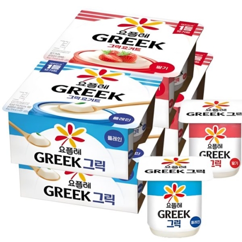 빙그레 요플레 그릭 딸기 + 플레인 80g