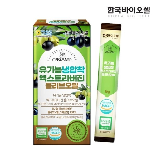 한국바이오셀 유기농 냉압착 엑스트라버진 올리브오일 스틱 140g(10gx14포)