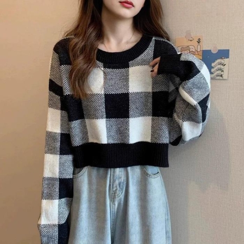 잇백잇슈 캐주얼체크니트 크롭티 스타일리시 예쁜 41939339