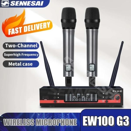최고  품질 Ew100G3 전문 듀얼 무선 마이크 무대 성능 2 채널 600-699 UHF 가라오케 메탈 핸드 헬드 9000