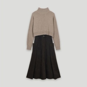 코데즈컴바인 반하이넥 니트풀오버 원피스 셋업 CKD-OP502WB