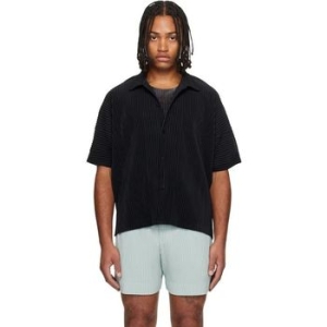 옴므 플리세 이세이 미야케 블랙 먼슬리 컬러 줄라이 셔츠 252729M192017 147441164