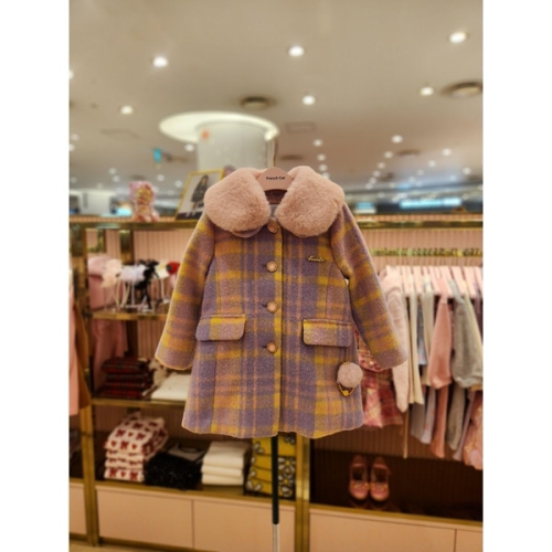 프렌치캣 프랜치켓 연보라 체크 코트 Q55DCC040