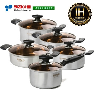 키친아트  아인스 IH 스텐냄비 5종 (편수18+양수20.22+곰솥26+전골26)