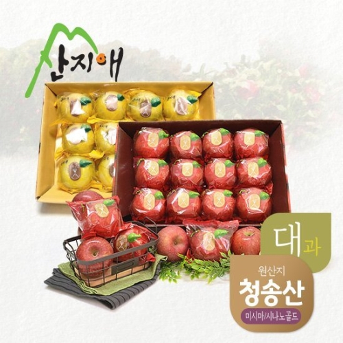 산지애  미시마 사과 3kg + 시나노골드 사과 3kg